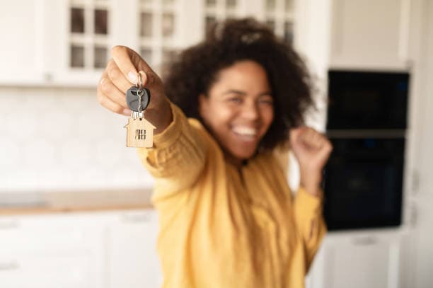 Happy tenant with keys